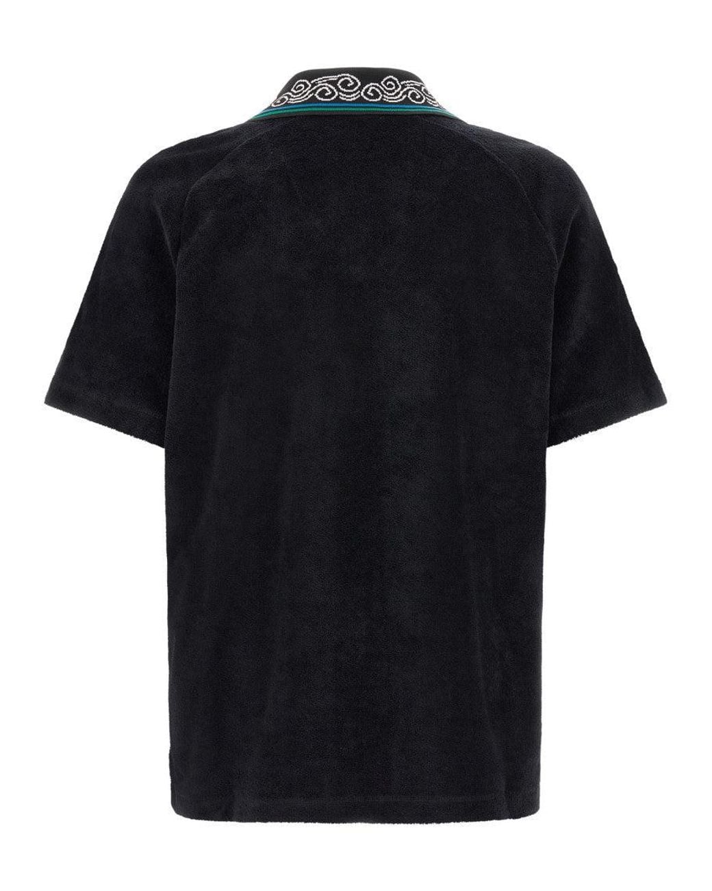 Casablanca Black Embroidered Shirt Collar Polo for men