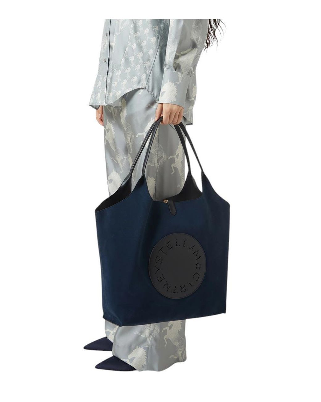 Stella McCartney Blue Logo Reversible Large Tote