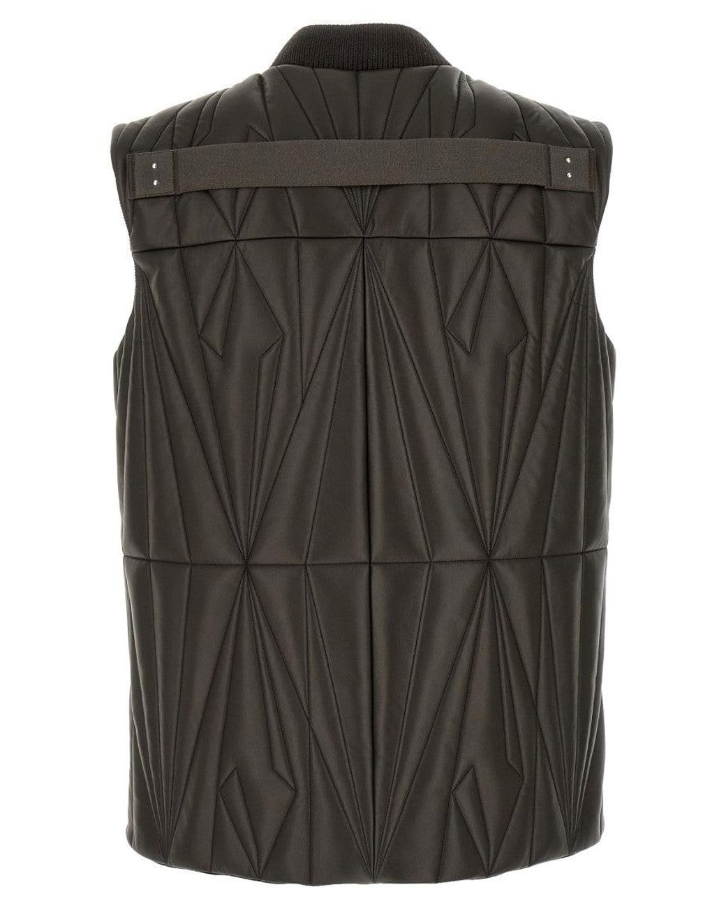 Rick Owens Black Geometric Mock Collar Vest for men
