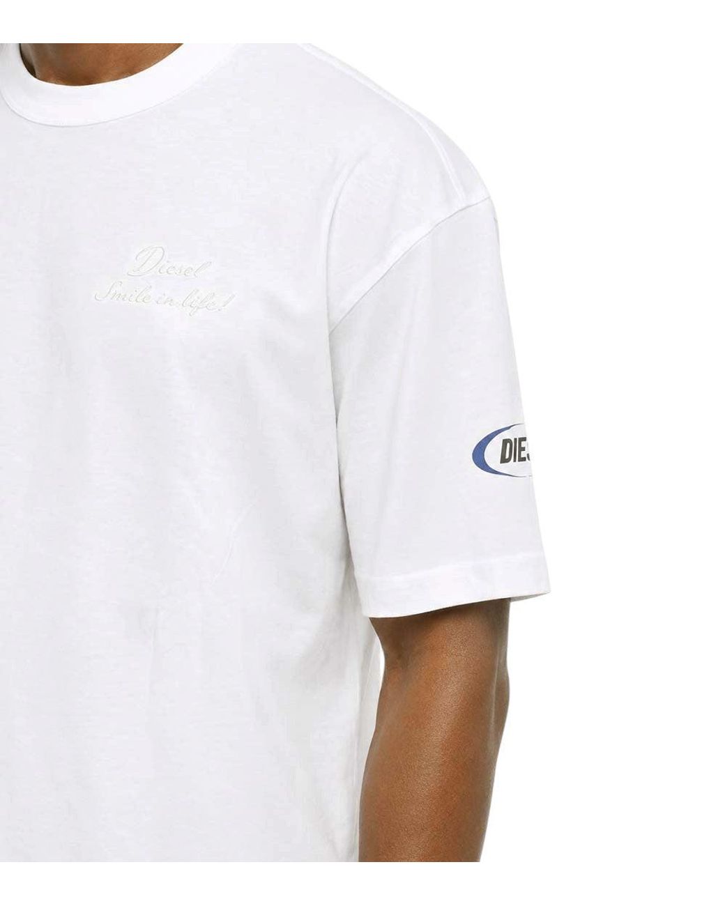 DIESEL White Relaxed Logo T-Shirt for men