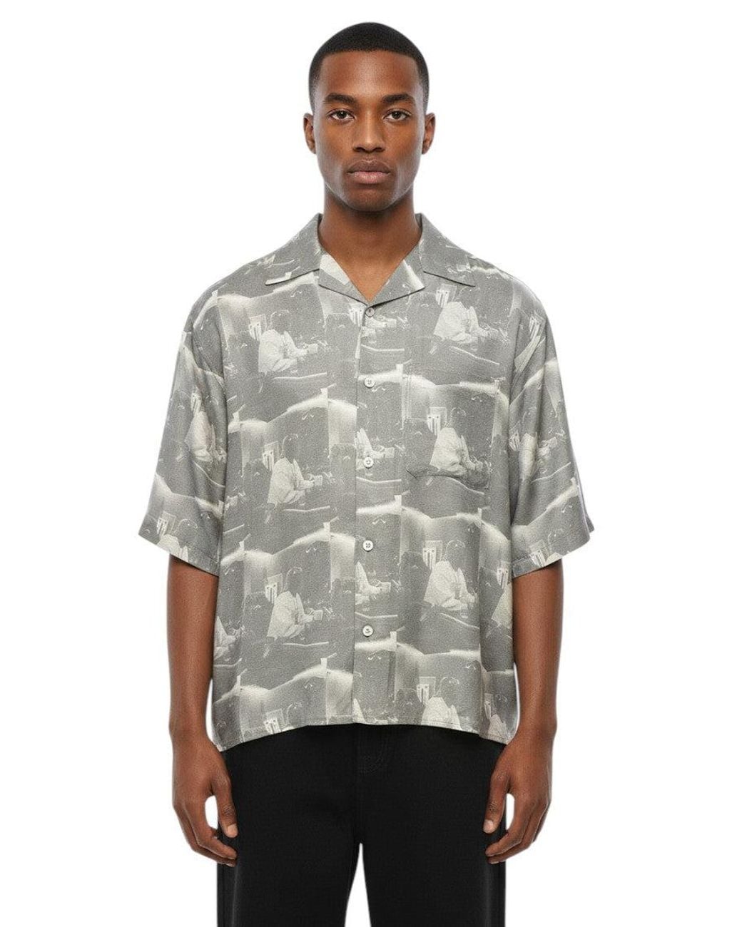 1989 STUDIO Gray Relaxed Printed Shirt for men