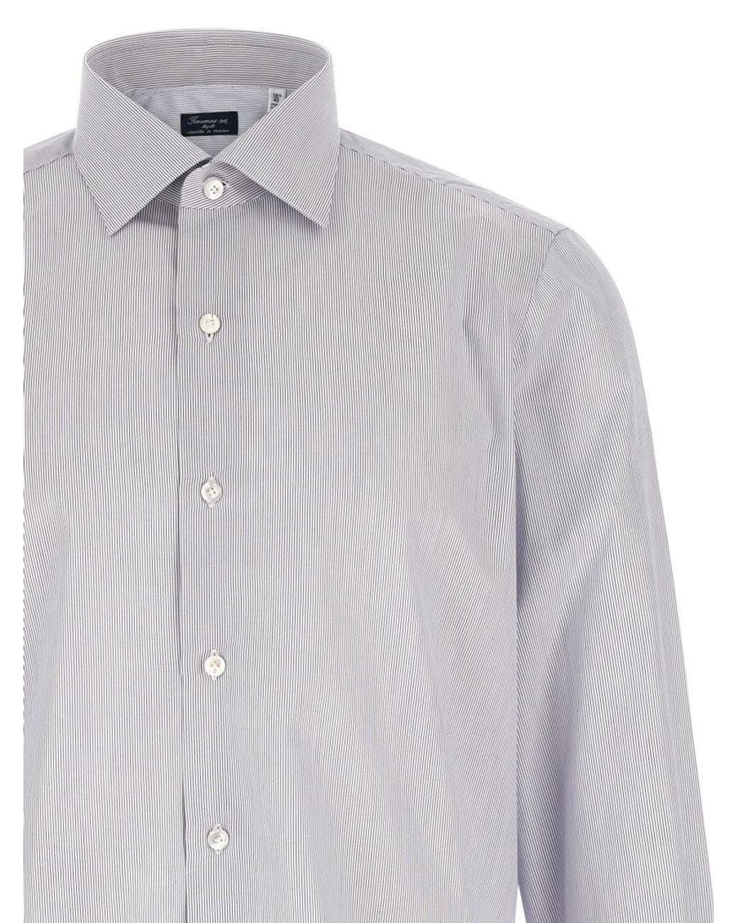 Finamore 1925 White Regular Stripes Shirt for men