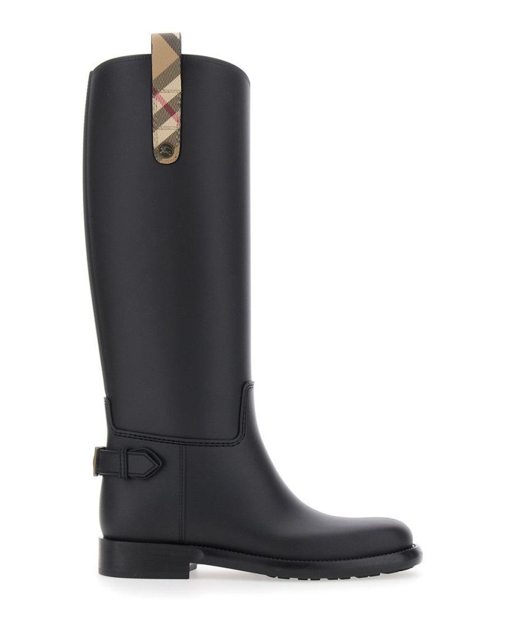 Burberry Black Check Leather Boots