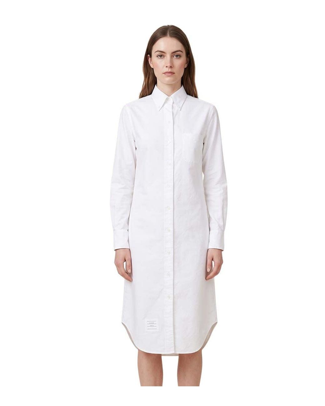 Thom Browne White Solid Shirt Mini Dress
