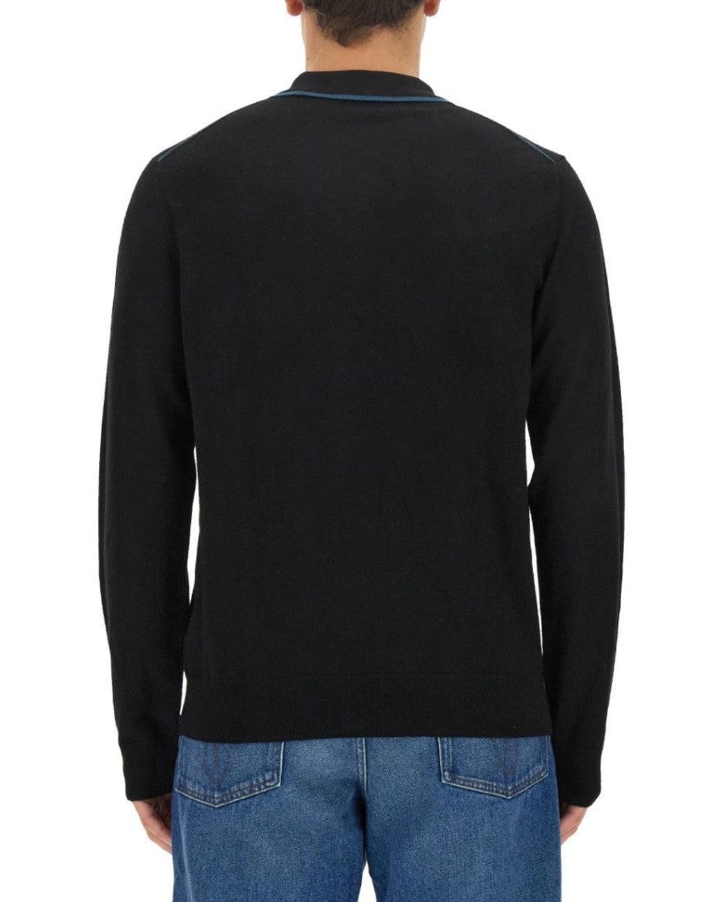 Paul Smith Black Shirt Collar Polo for men