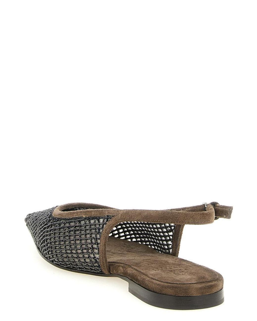Brunello Cucinelli White Slingback Ballet Flats