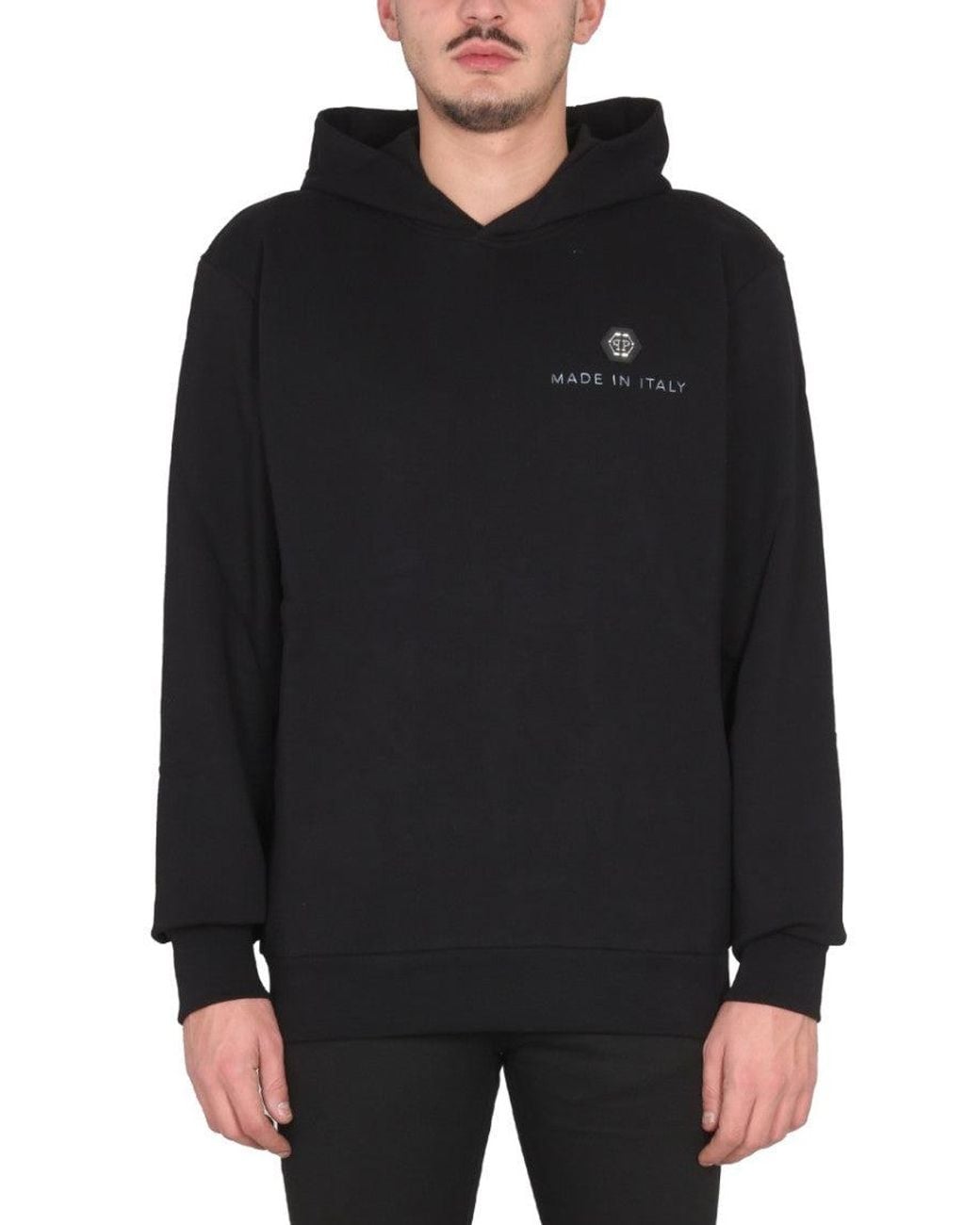 Philipp Plein Black Logo Hood Sweatshirt for men