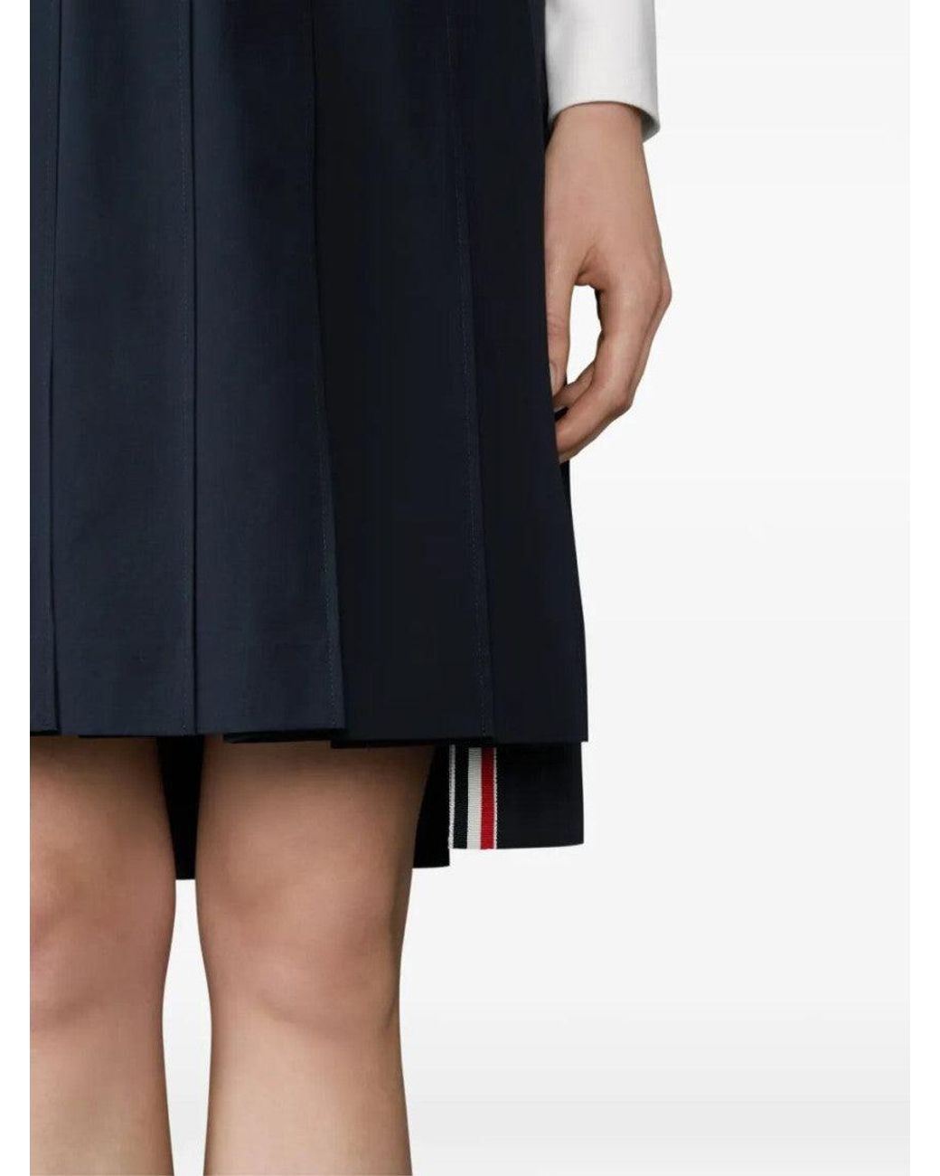 Thom Browne Blue Asymmetric Pleated Skirt