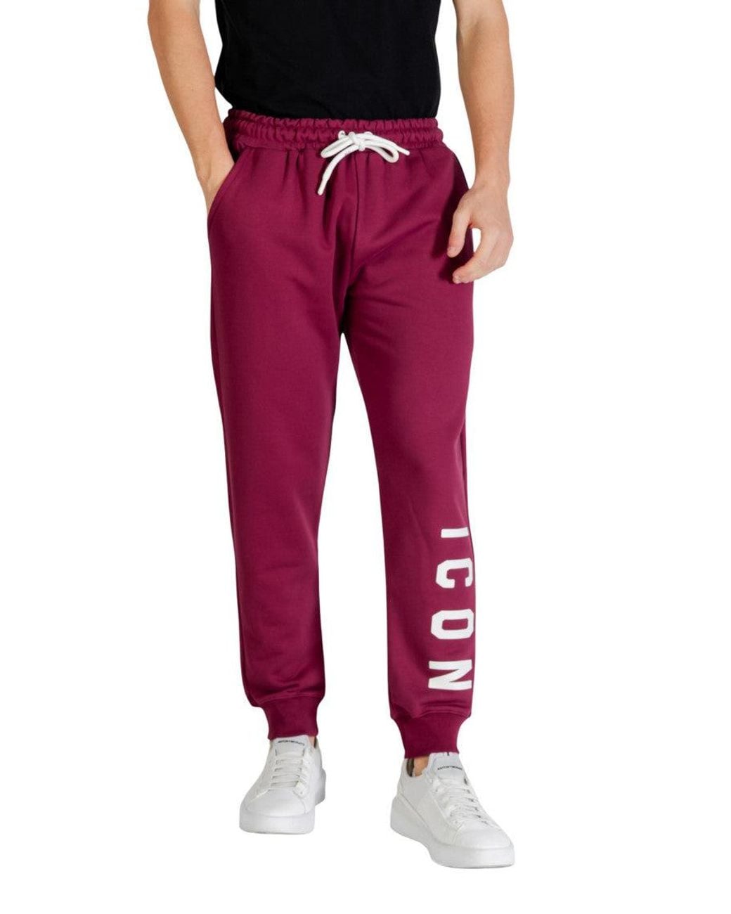 ICON DENIM Red Drawstring Joggers for men
