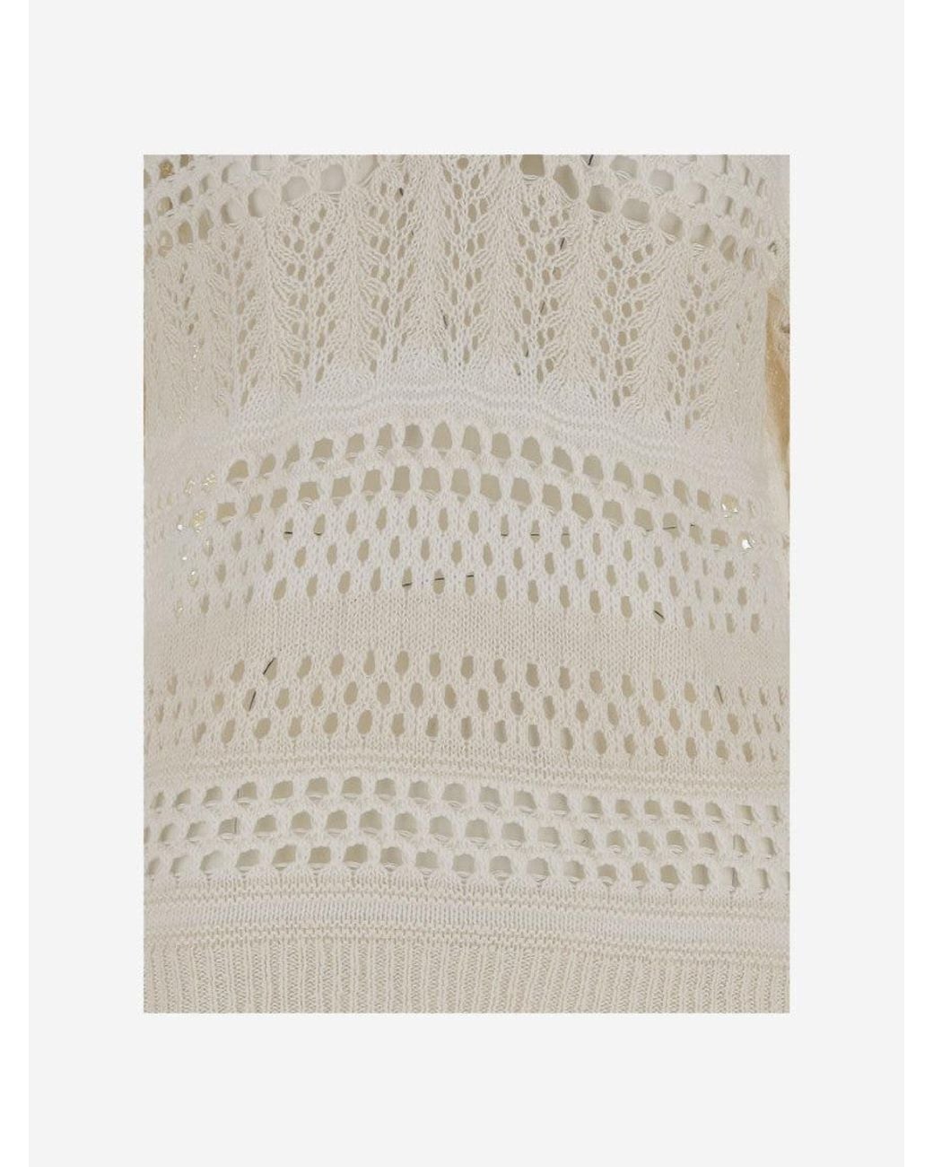 Pinko White Cotton Sweater