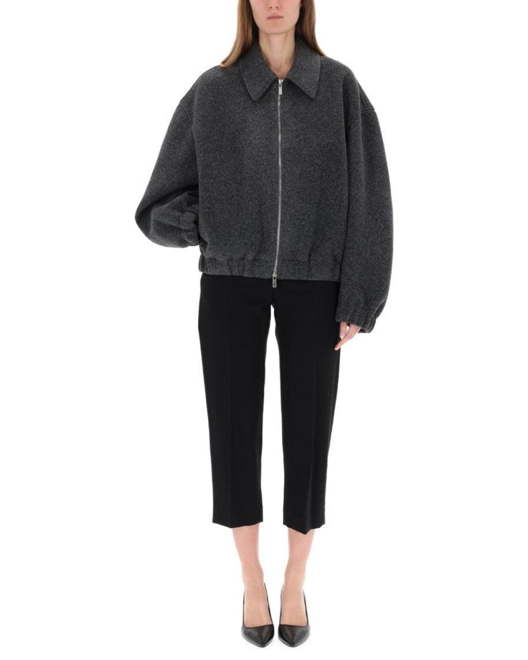 Helmut Lang Black Solid Shirt Collar Jacket