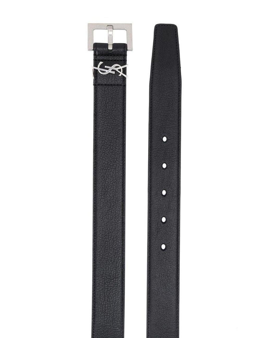 Saint Laurent Black Logo Buckle Belt for men