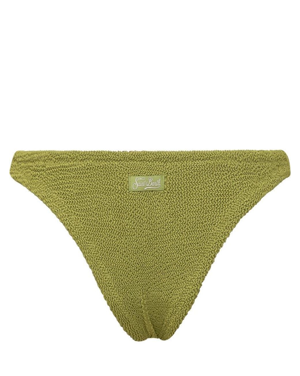 Mc2 Saint Barth Green Textured Bikini Bottom Swimwear