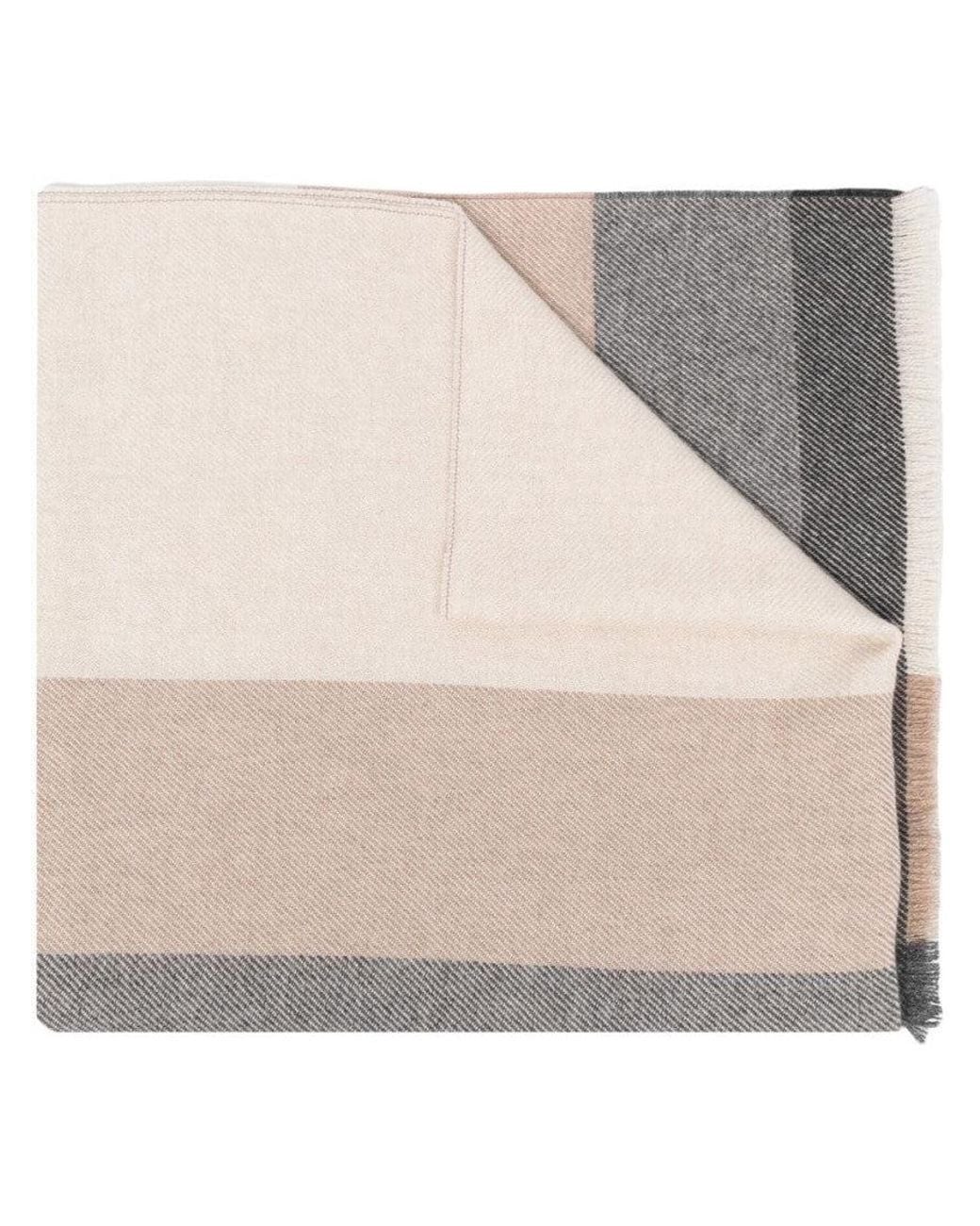 Brunello Cucinelli Natural Striped Scarf for men