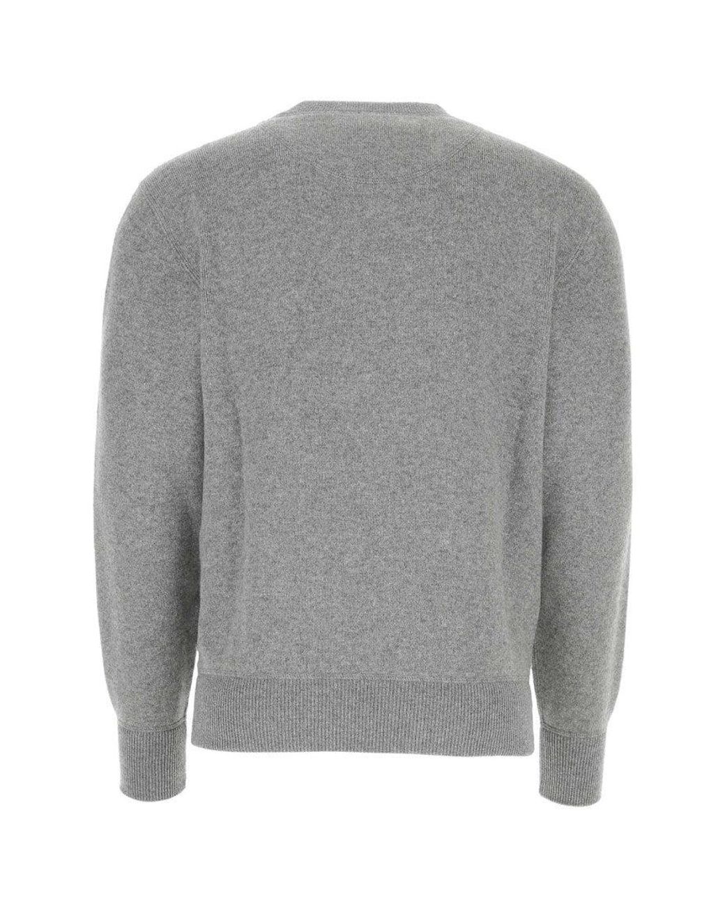 Prada Gray Melange Stretch Cashmere Blend Sweater for men