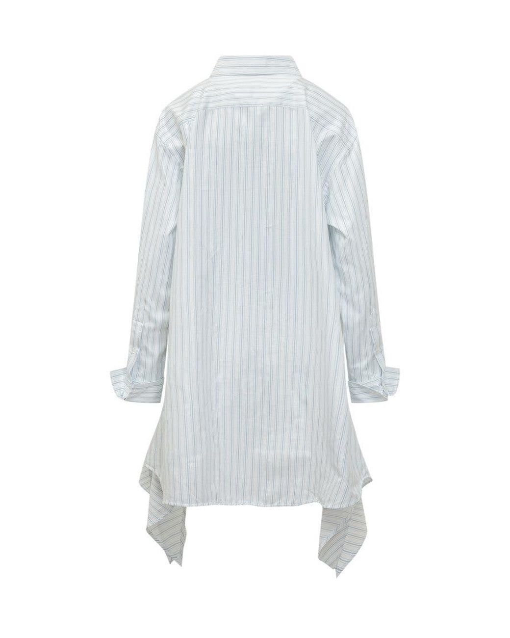 J.W. Anderson White Stripes Shirt Collar Midi Dress