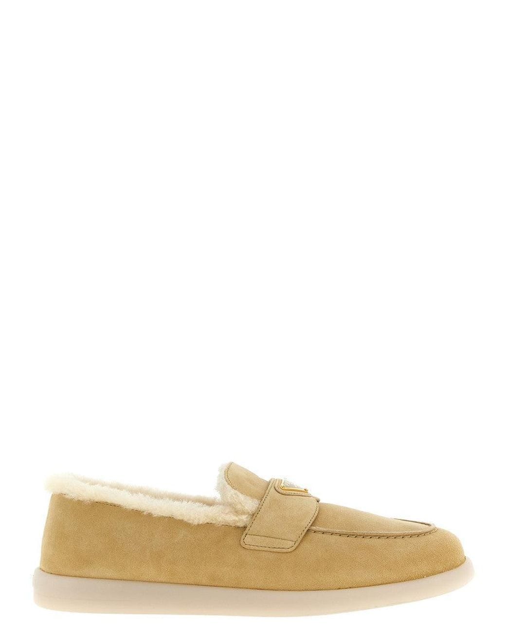 Prada Natural Suede Loafers