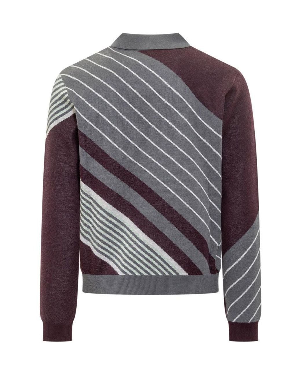 Casablanca Gray Stripes Shirt Collar Polo for men