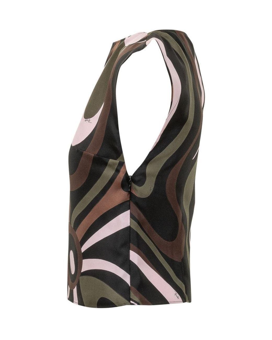 Emilio Pucci Gray Abstract Boat Neck Top