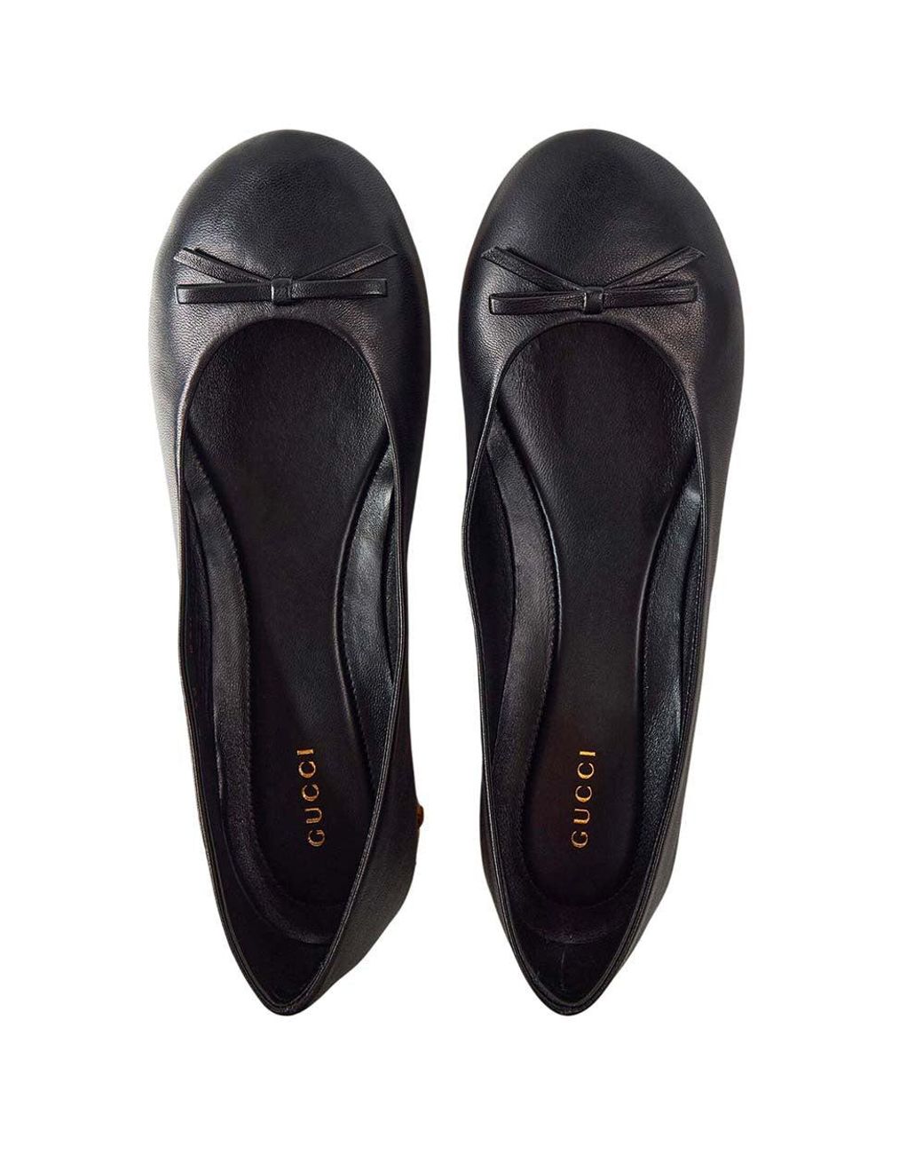 Gucci Black Bow Bamboo Ballet Flats