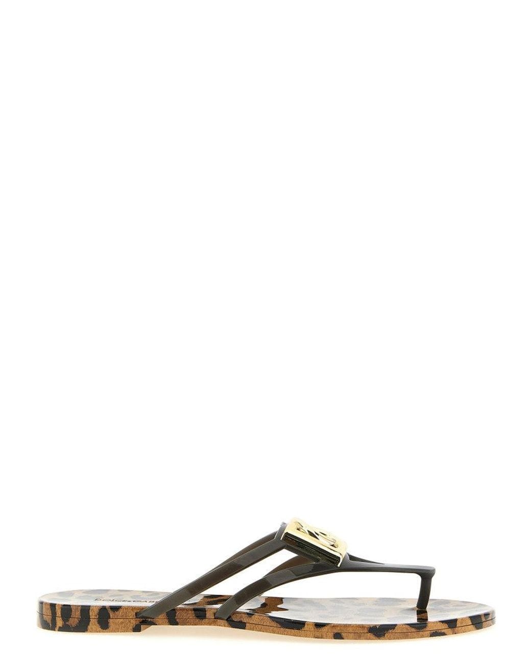 Dolce & Gabbana Black Print Slip On Sandals