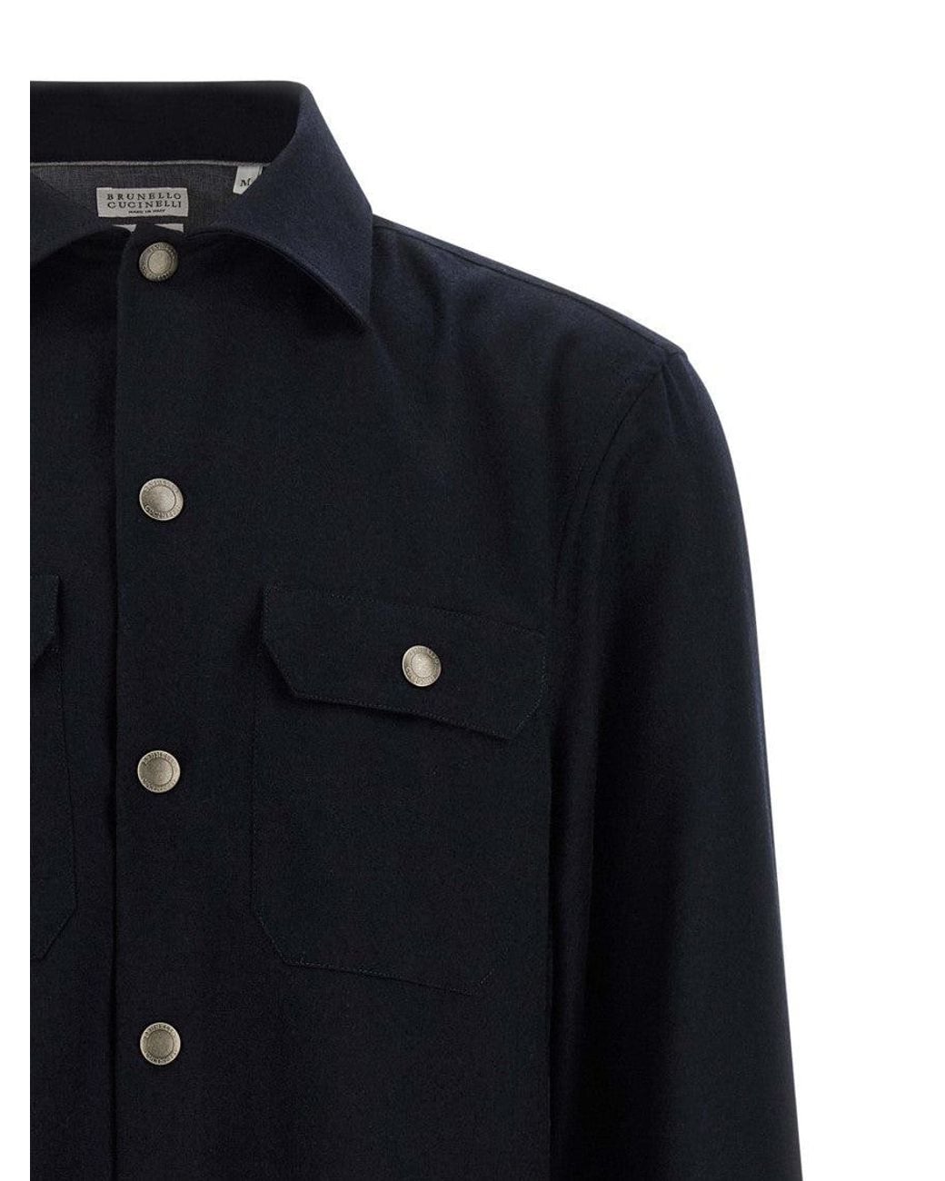 Brunello Cucinelli Blue Regular Overshirt for men