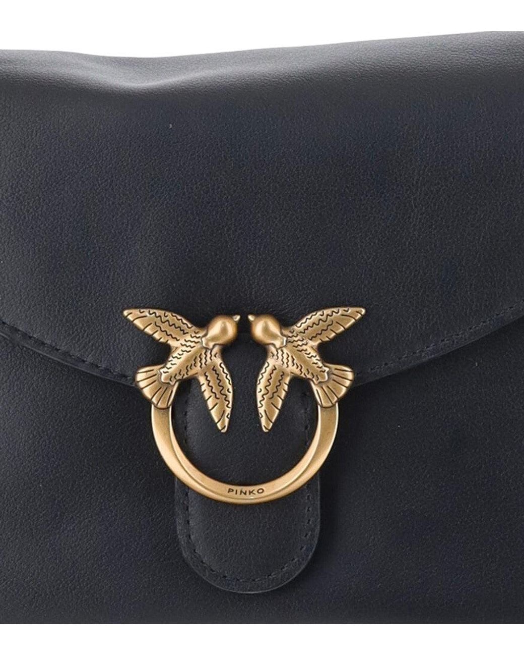 Pinko Black Love Birds Small Shoulder Bag