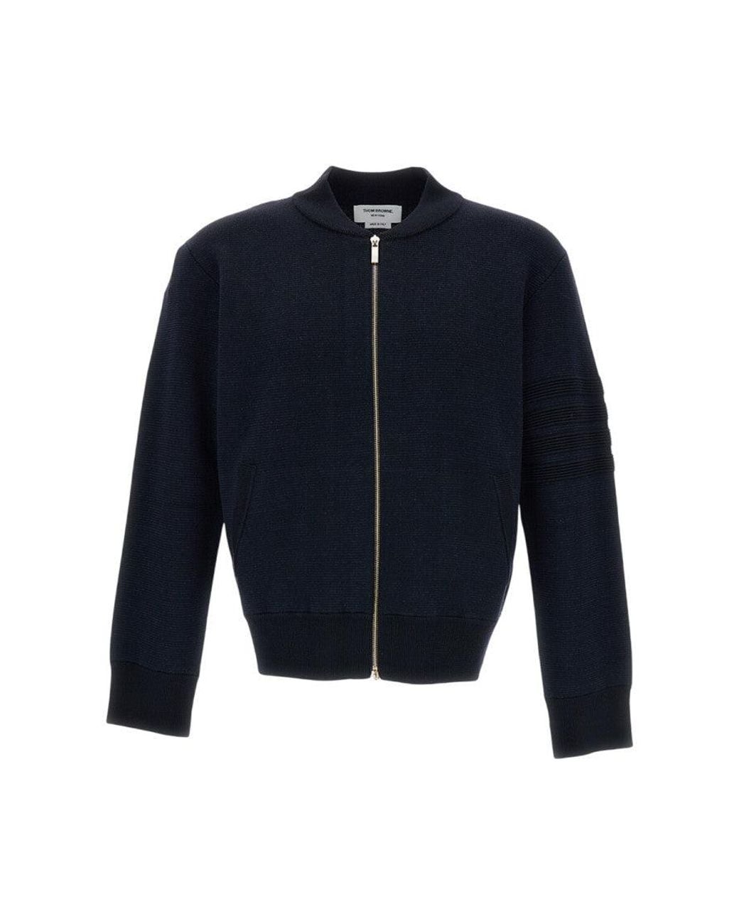 Thom Browne Blue Cotton Ottoman Milano Bomber Jacket for men