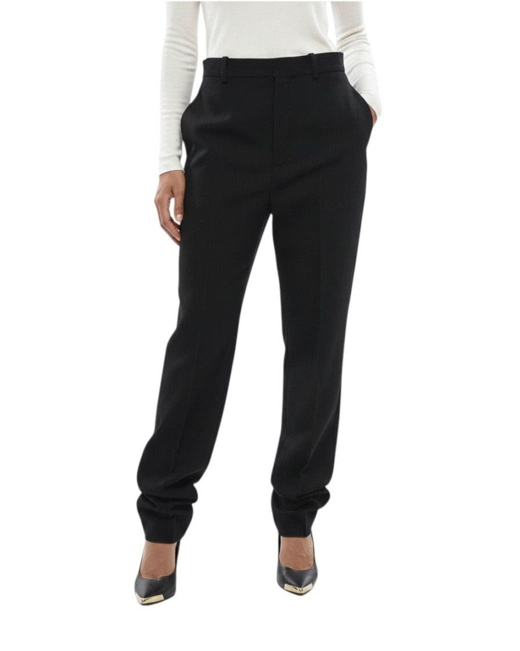 Saint Laurent Black Tapered Flat Front Pant