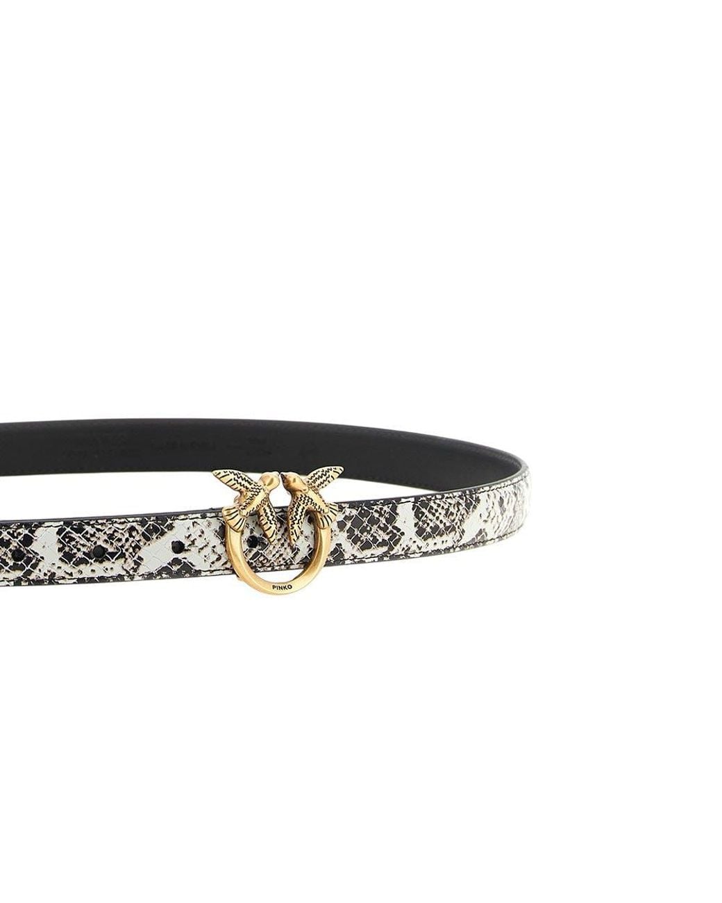 Pinko White Love Birds Animal Print Belt