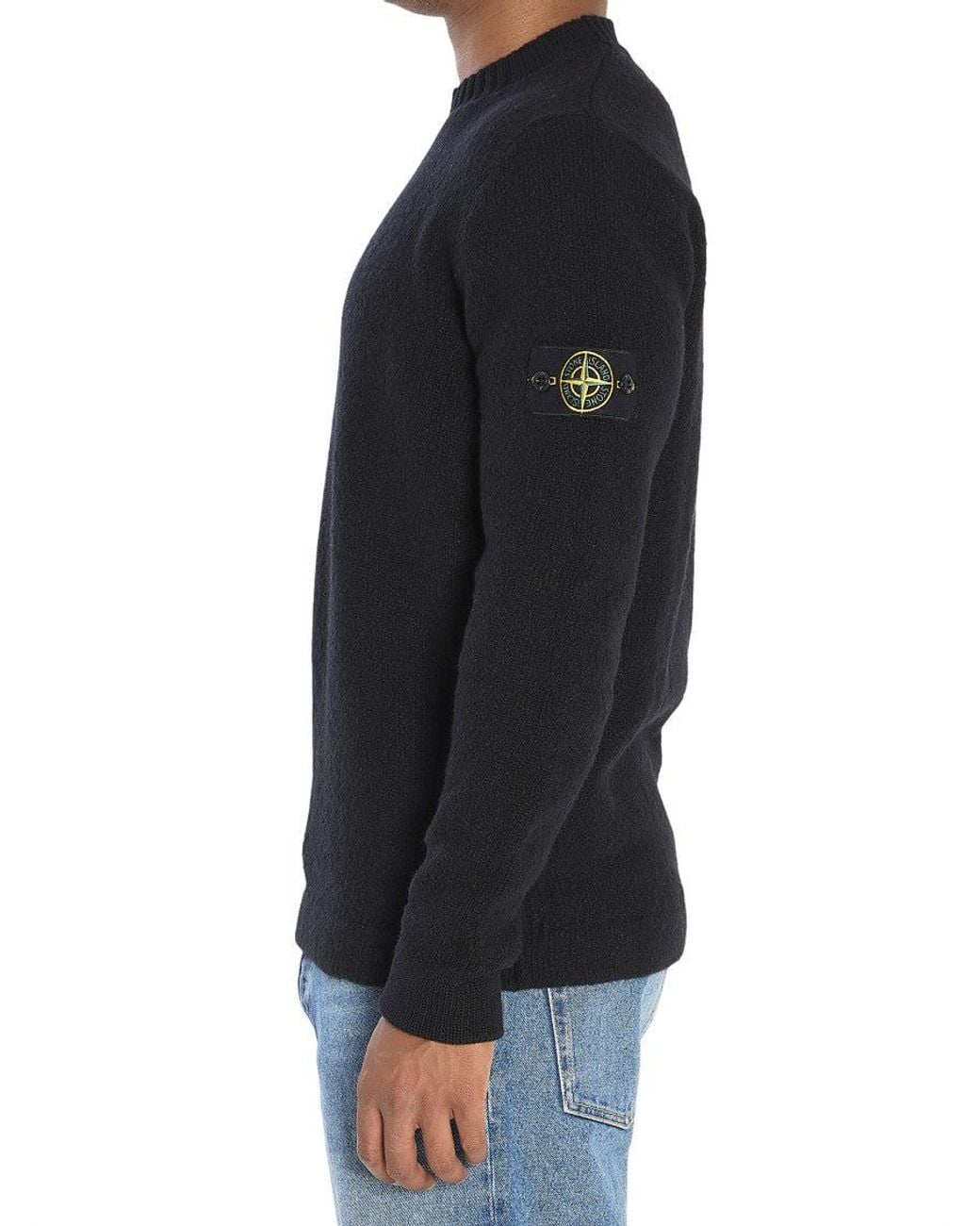 Stone Island Black Crew Neck Sweater for men
