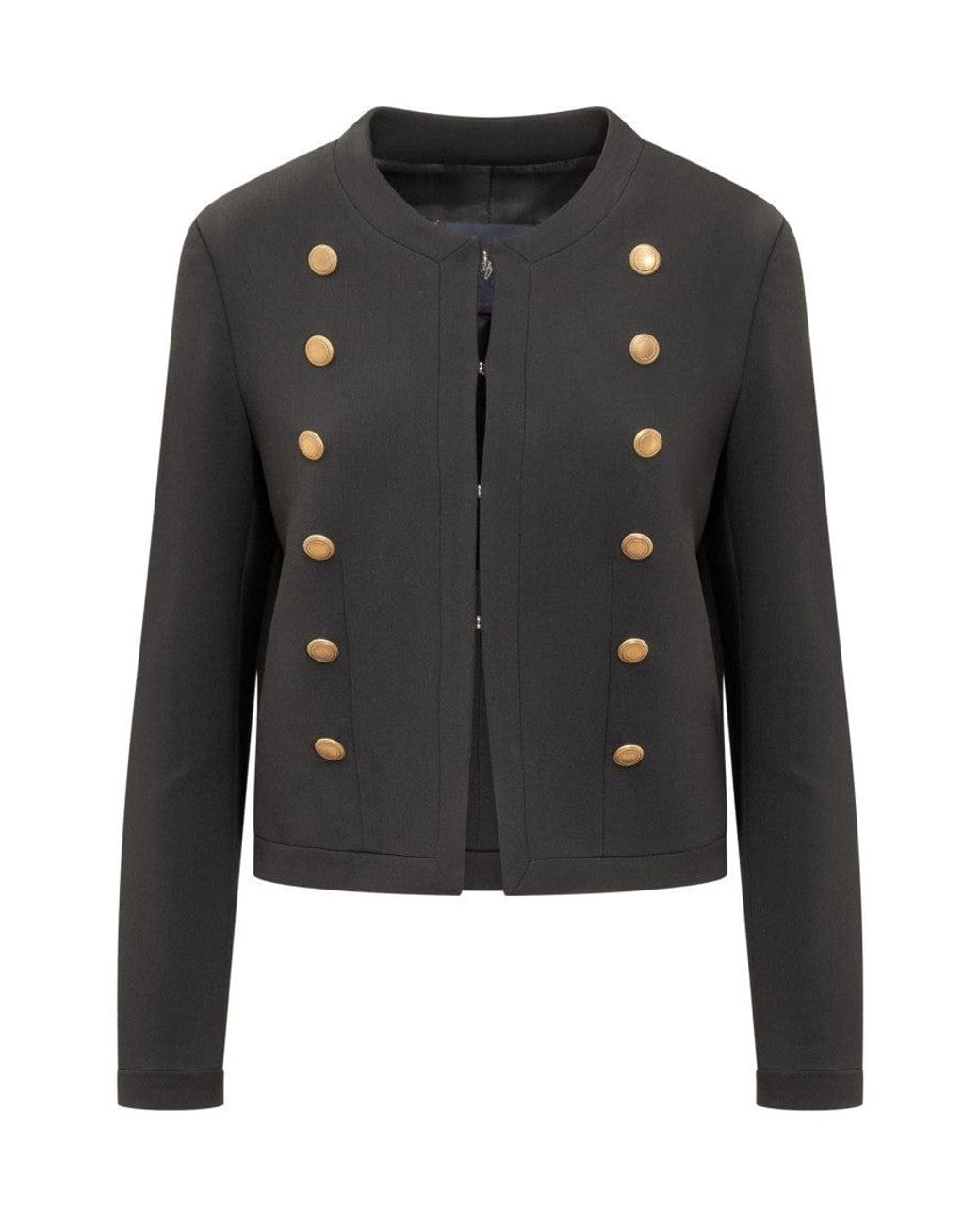 Seafarer Black Solid Crew Neck Blazer