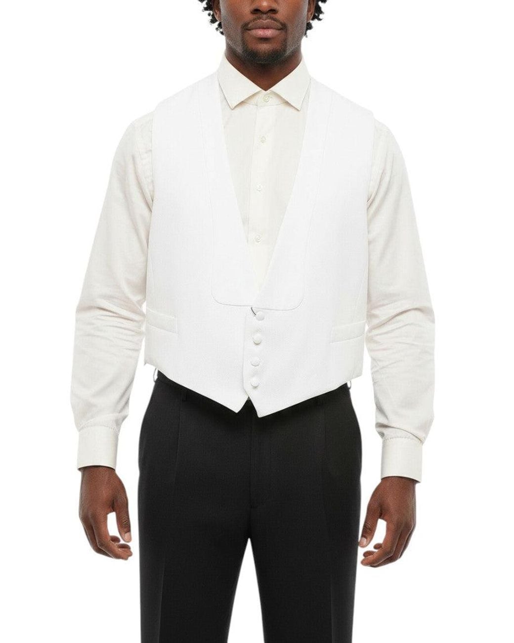 Corneliani White Honeycomb Knit Waistcoat for men