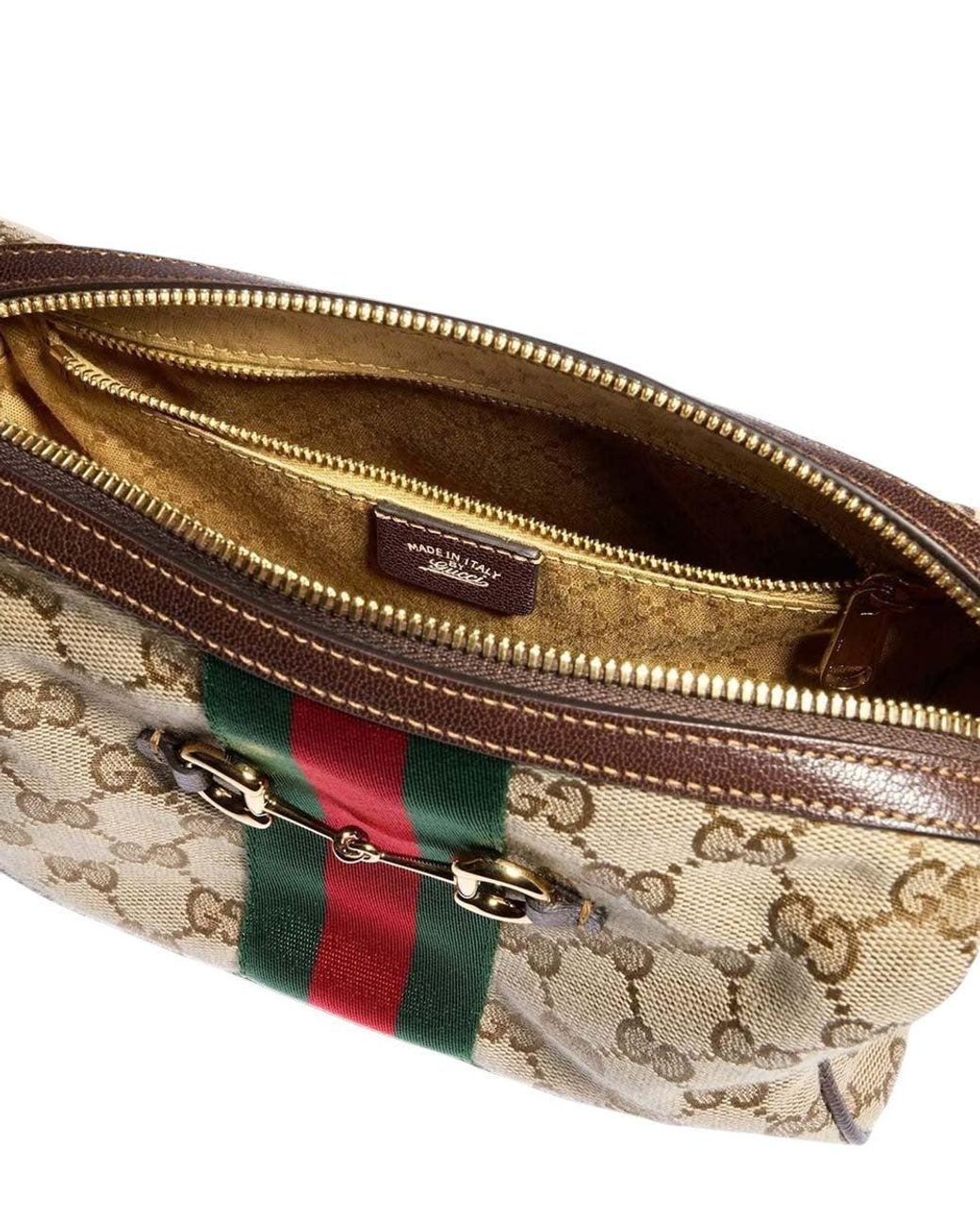 Gucci Natural Horsebit Web Small Crossbody Bag