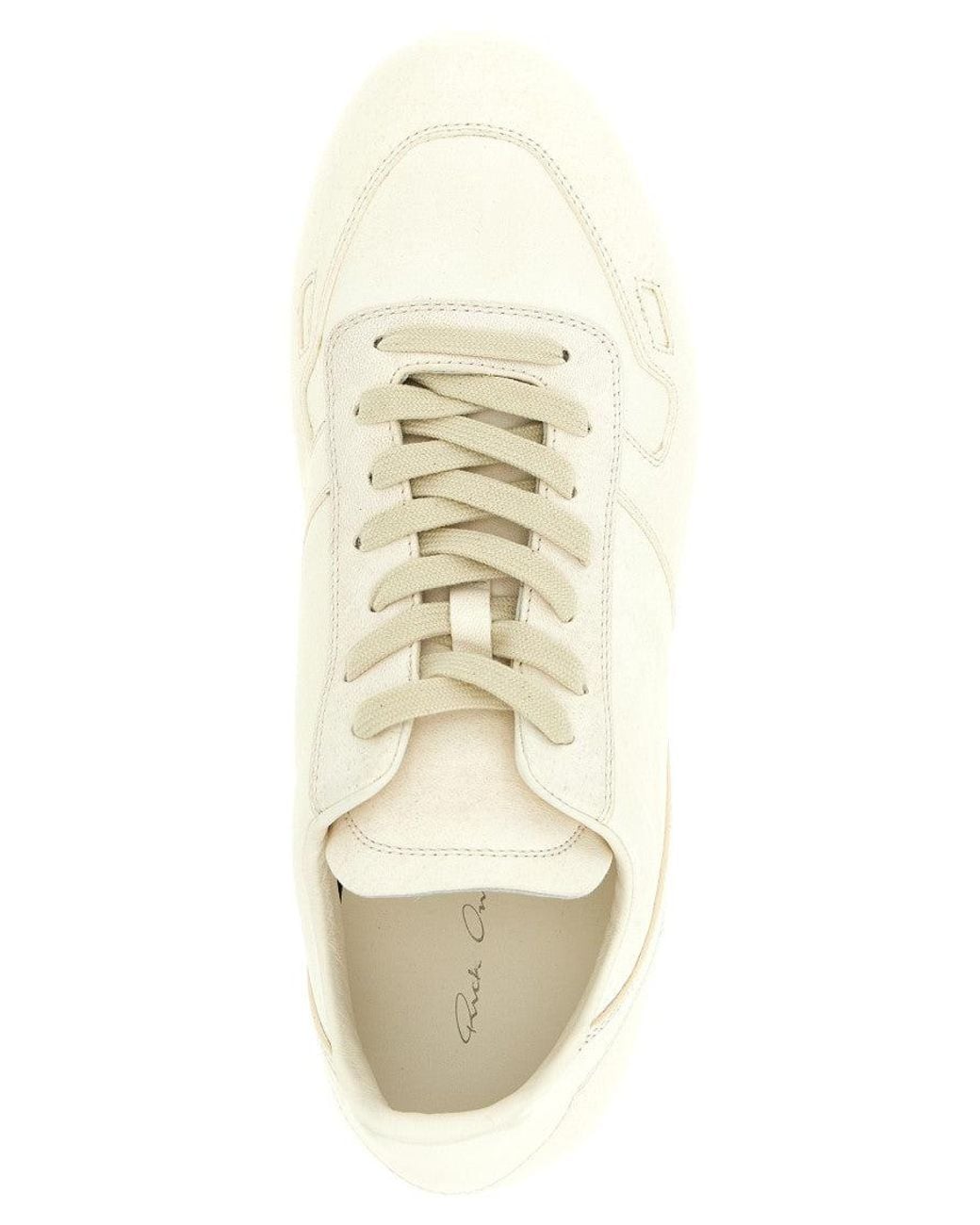 Rick Owens White Lace Up Sneakers for men