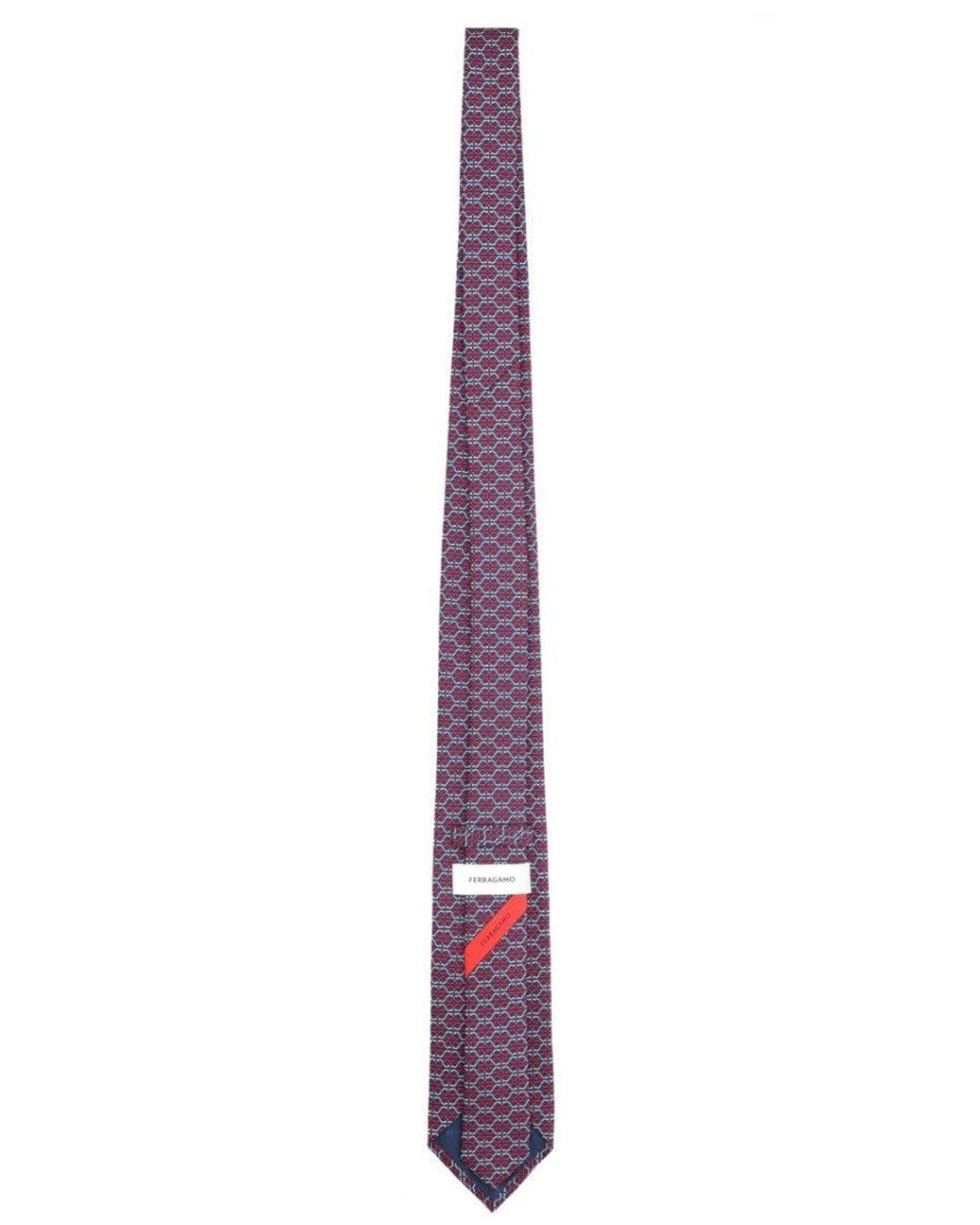 Ferragamo Purple Logo Printed Tie for men