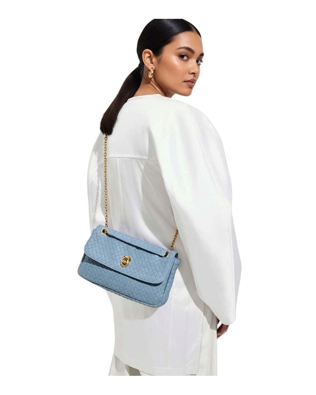 Bottega Veneta Blue Mineral Madison Medium Shoulder Bag