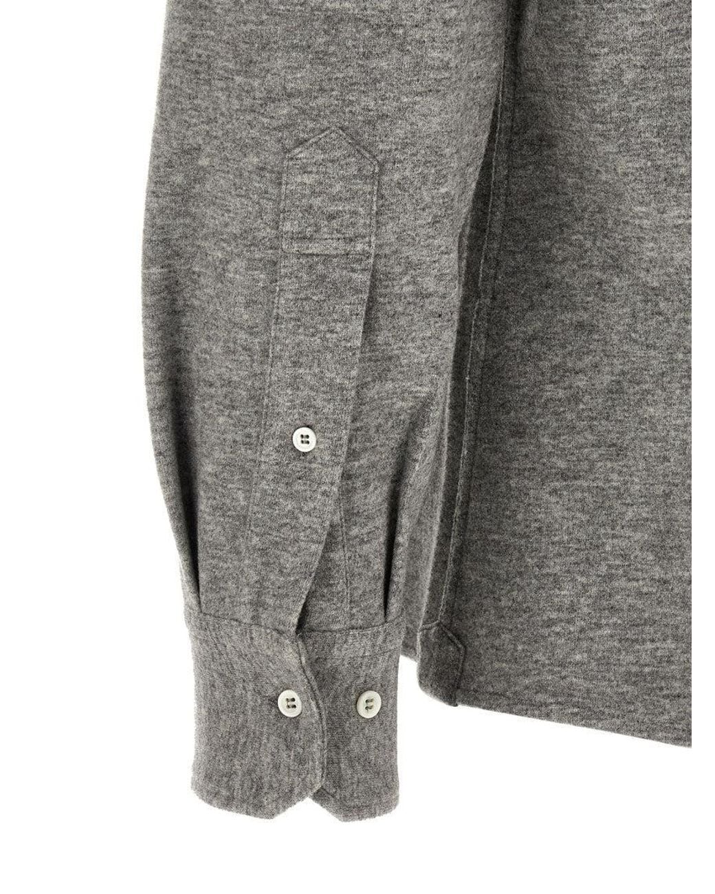 Brunello Cucinelli Gray Brunello Cucinelli Cashmere-Cotton Mélange Shirt for men