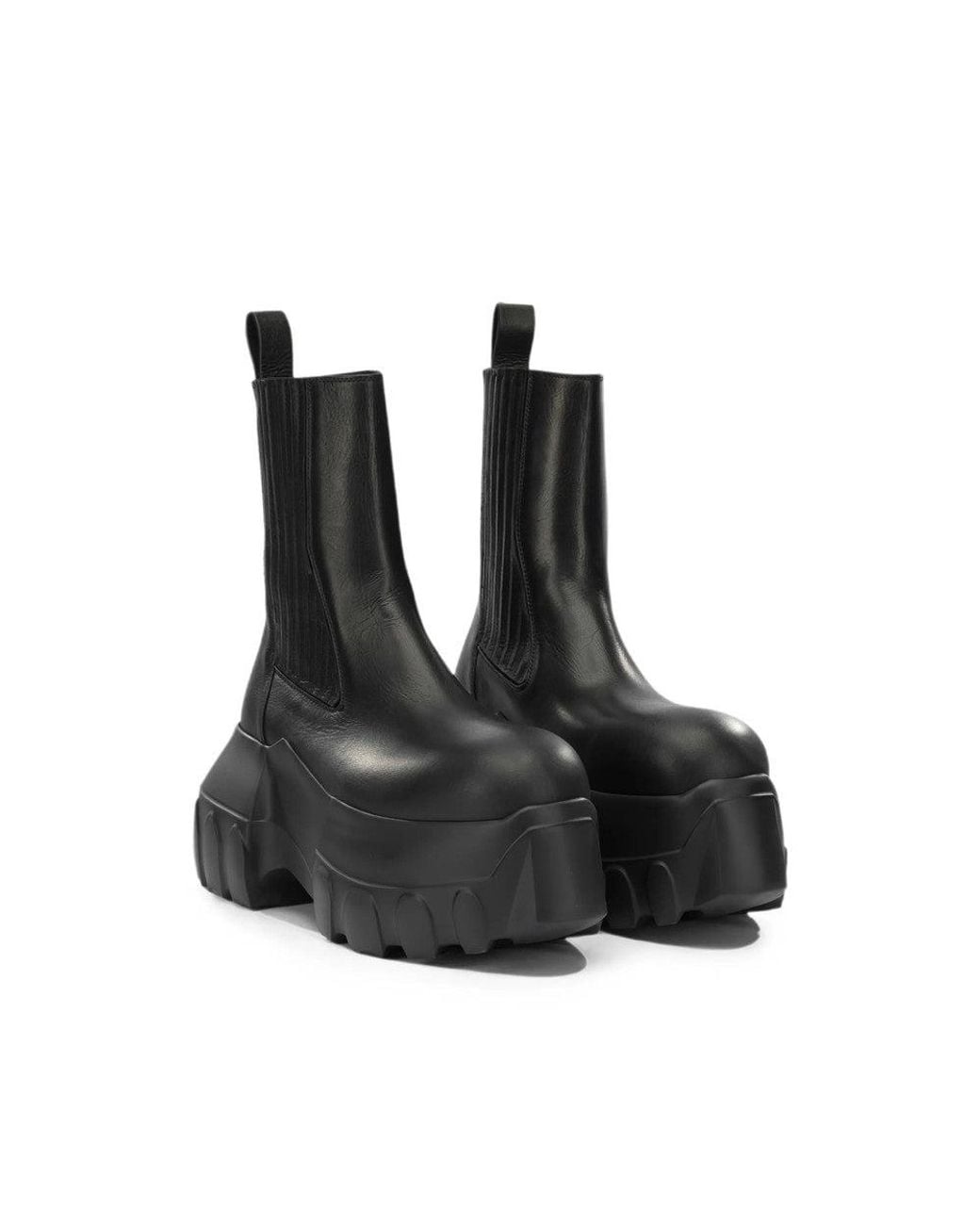 Rick Owens Black Leather Beatle Boots