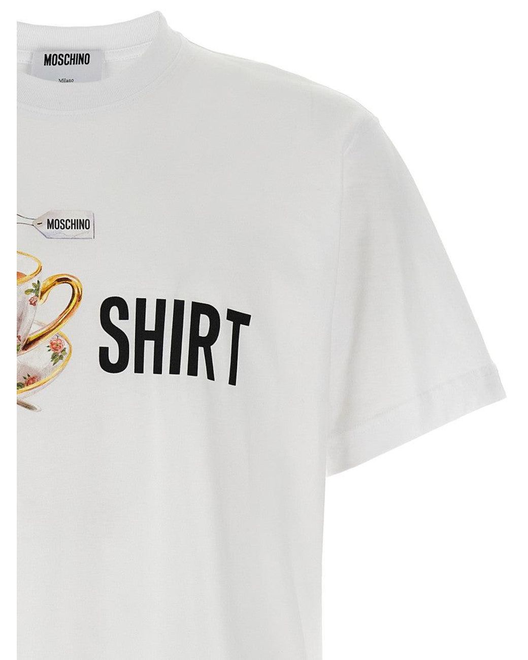 Moschino White Playful Logo Printed Organic Cotton T-Shirt for men