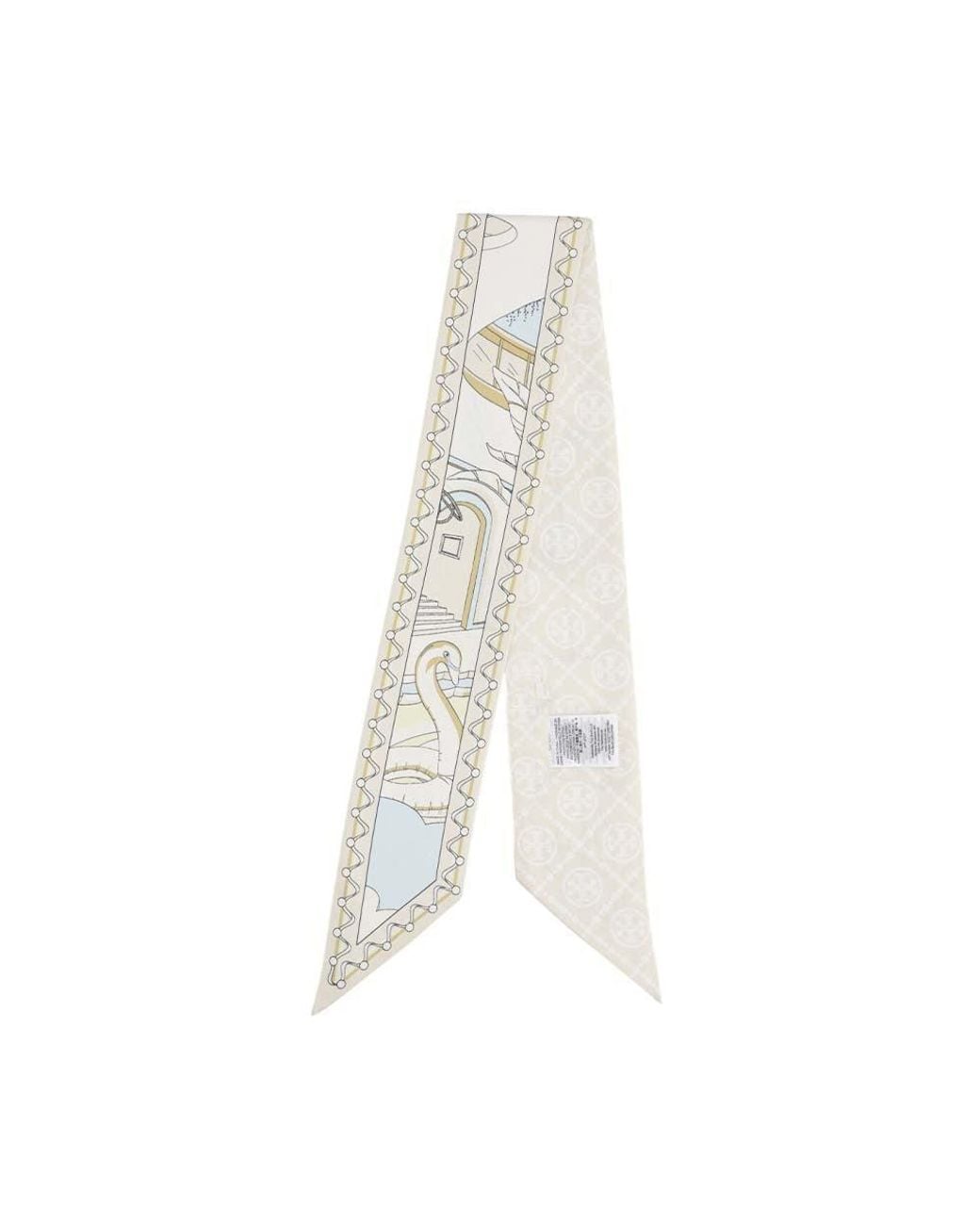 Tory Burch White Printed Scarf