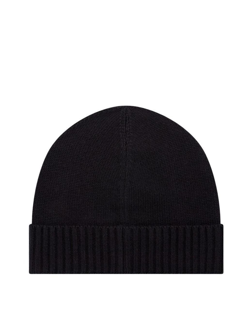 Peuterey Black Logo Beanie Cap for men