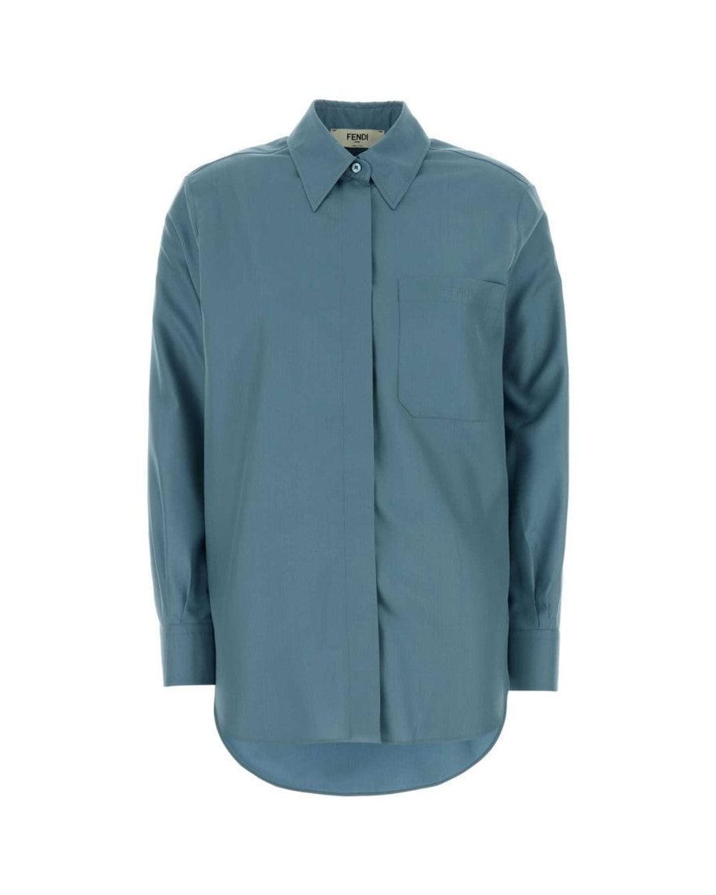 Fendi Blue Regular Solid Shirt