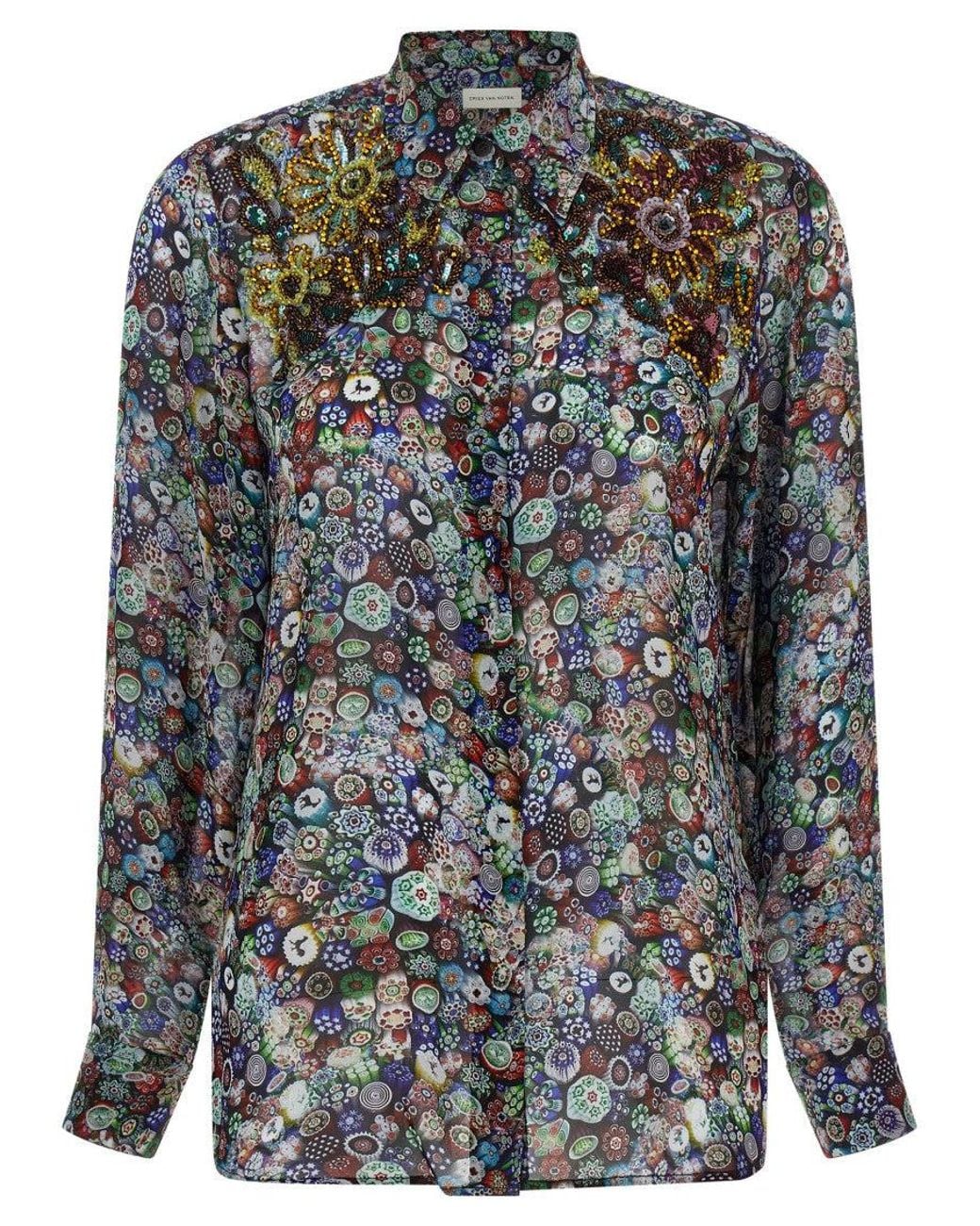 Dries Van Noten Gray Regular Floral Shirt