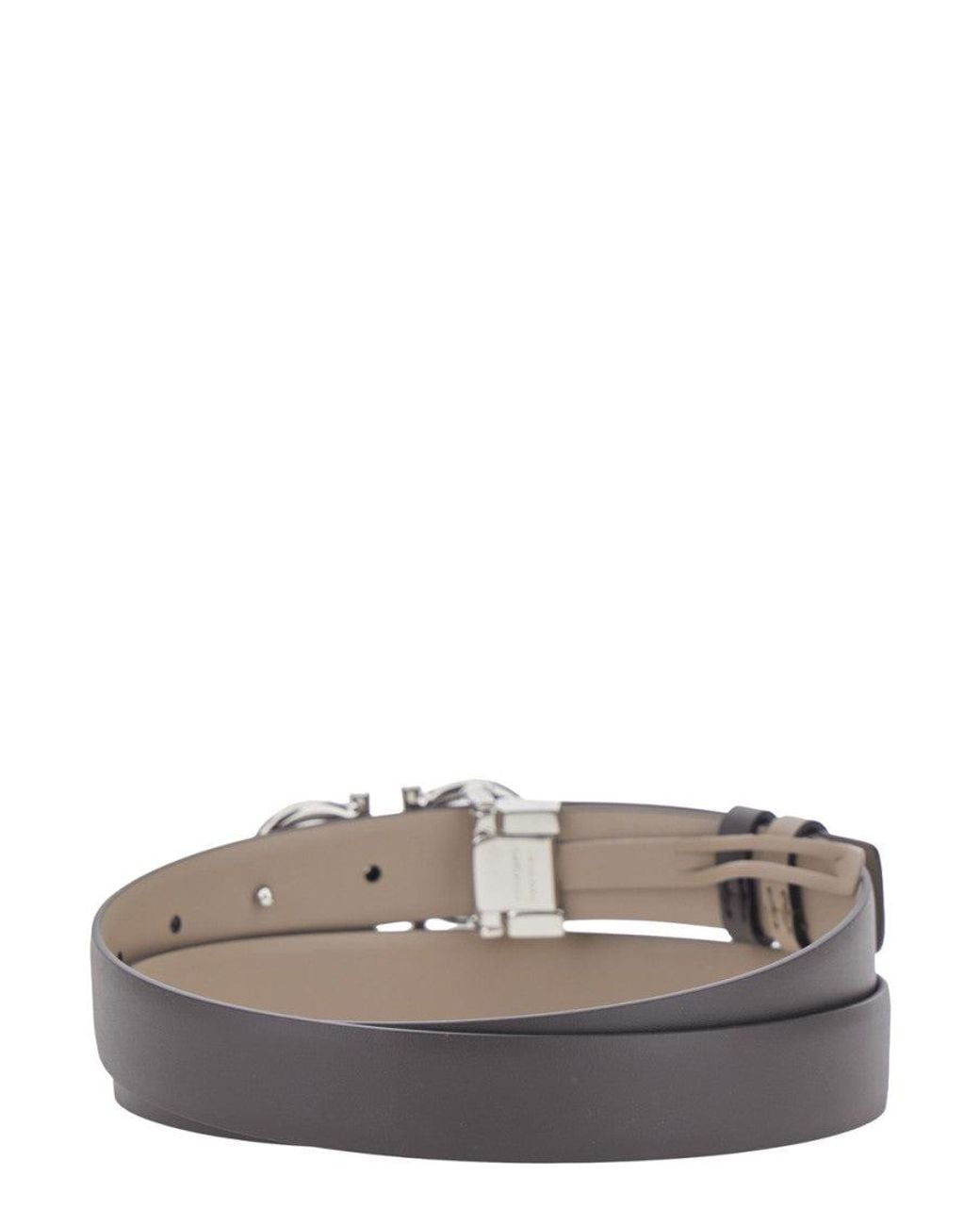 Ferragamo White Gancini Hook Bright Calf Leather Belt For