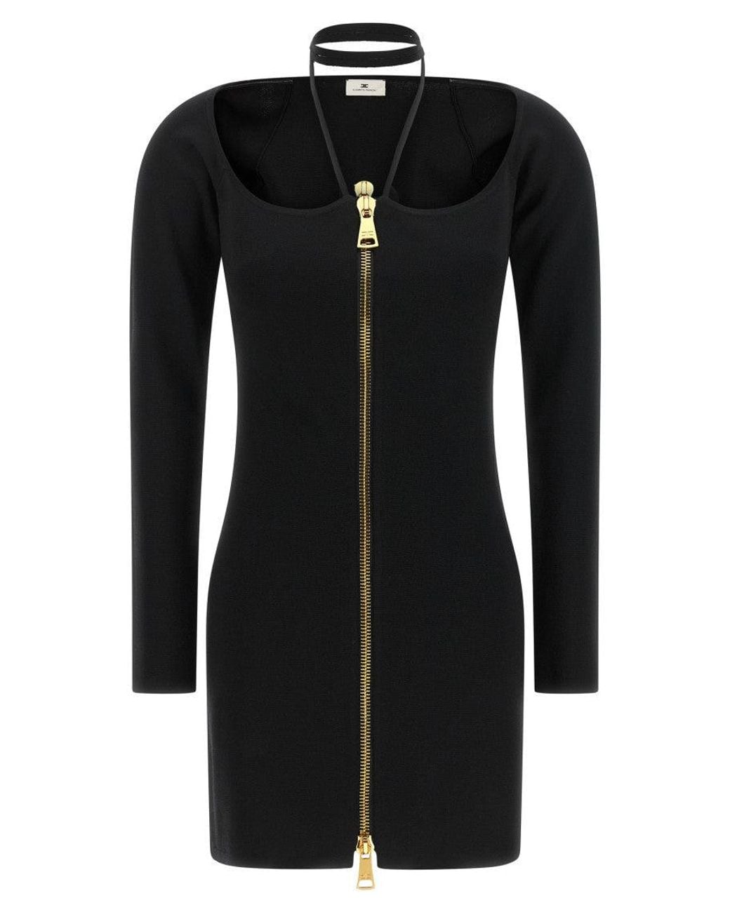 Elisabetta Franchi Black Halter Neck Mini Dress