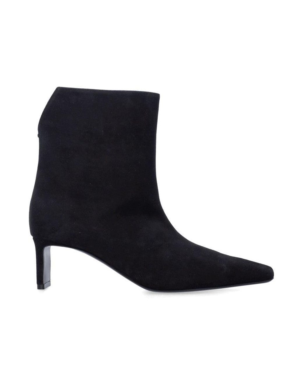Khaite Black Pointed-Toe Ankle Boots