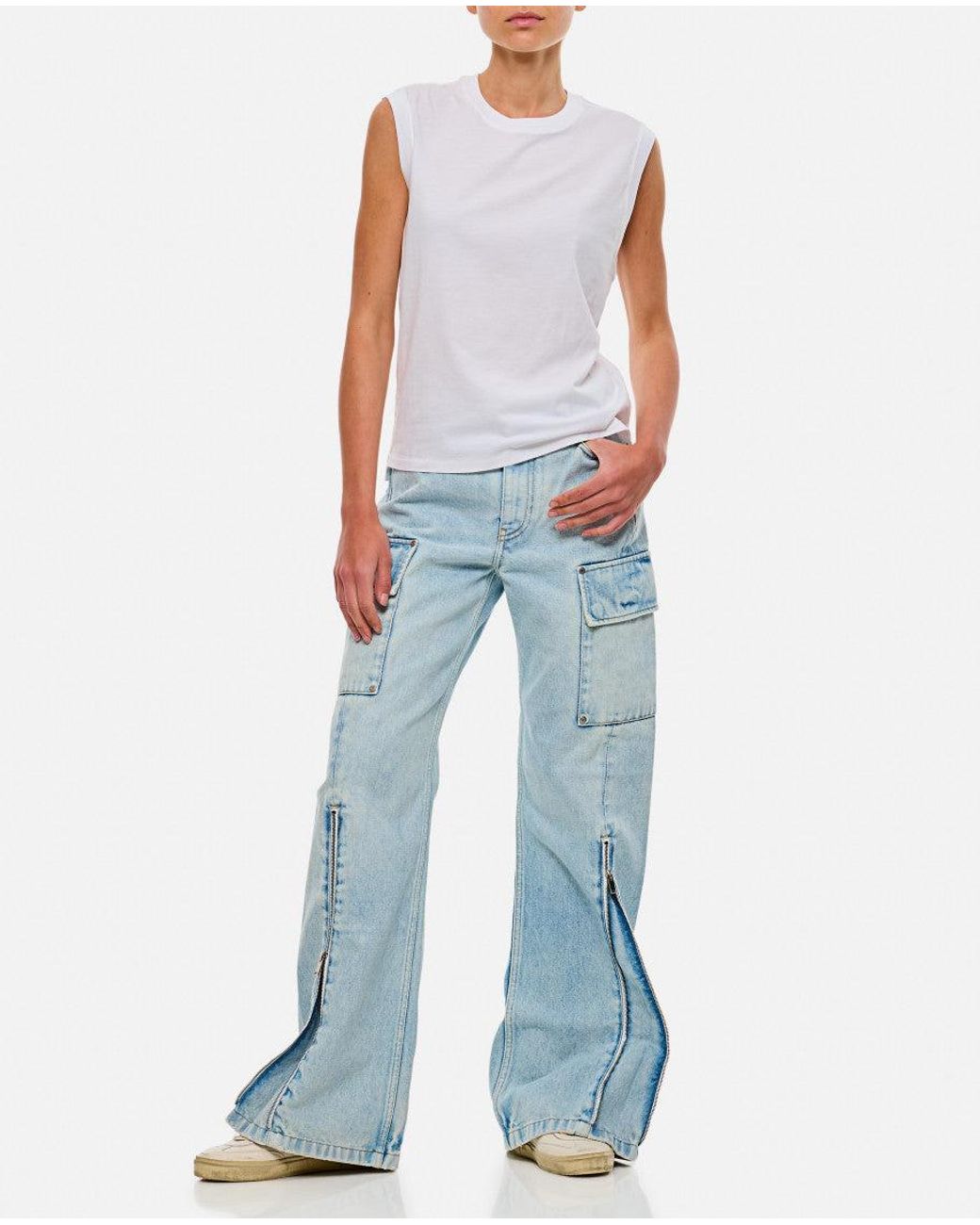 Stella McCartney Blue Front Zip Cargo Denim