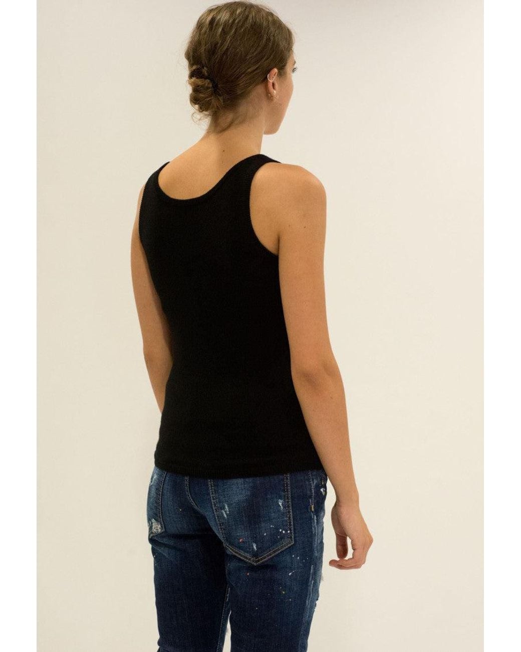 LA ROSE Black Sleeveless Tank