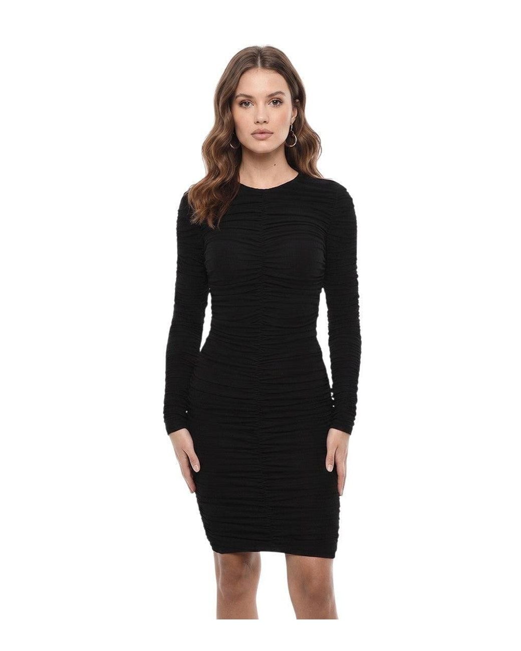 DSquared² Black Pleated Round Neck Dress